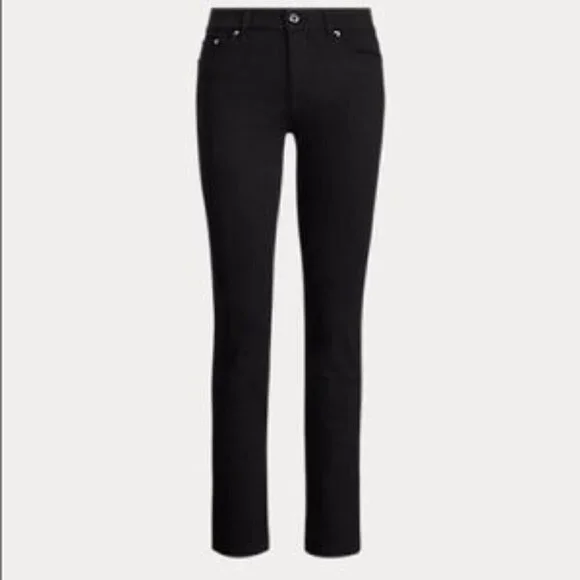Lauren Ralph Lauren Jeans Size 12 Super Stretch Premier Straight Black Classic - Picture 6 of 8